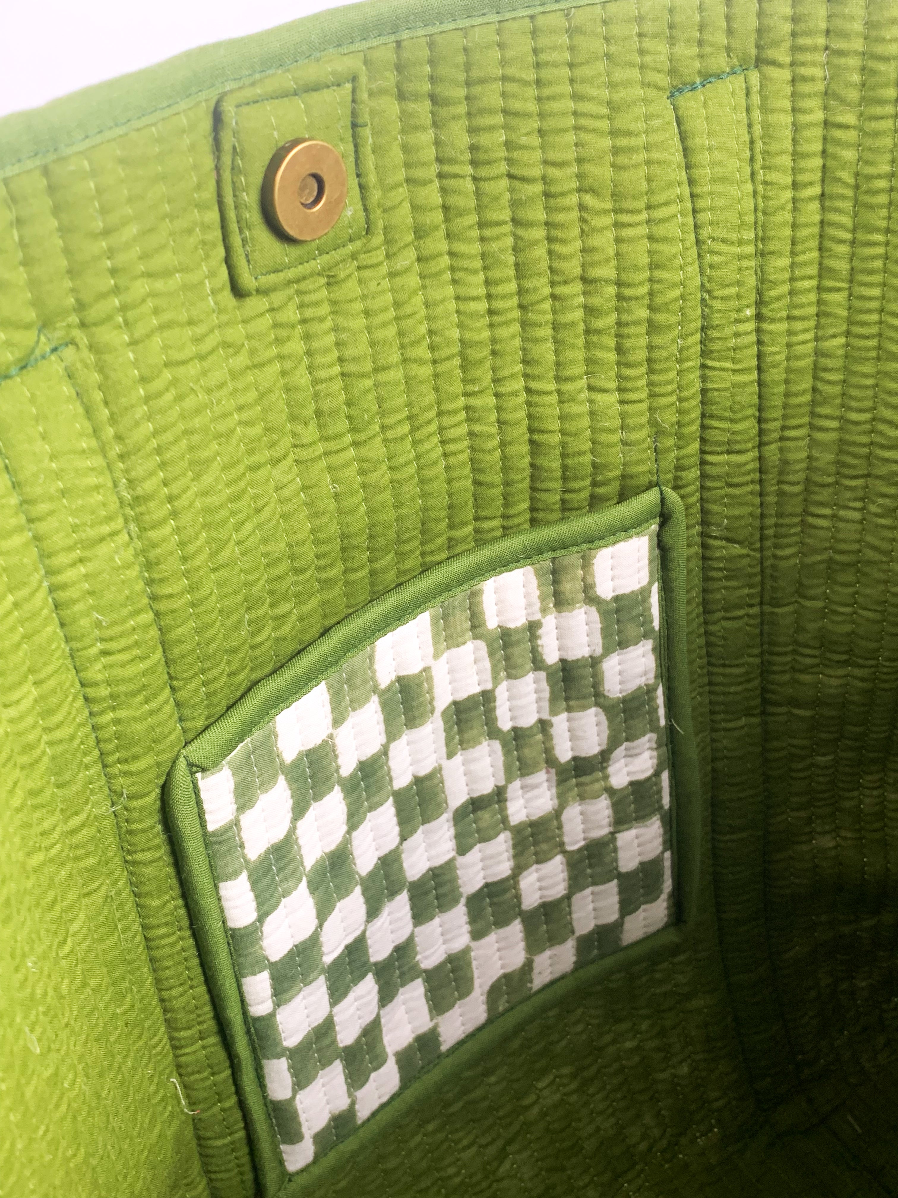 Green Chequered Tote