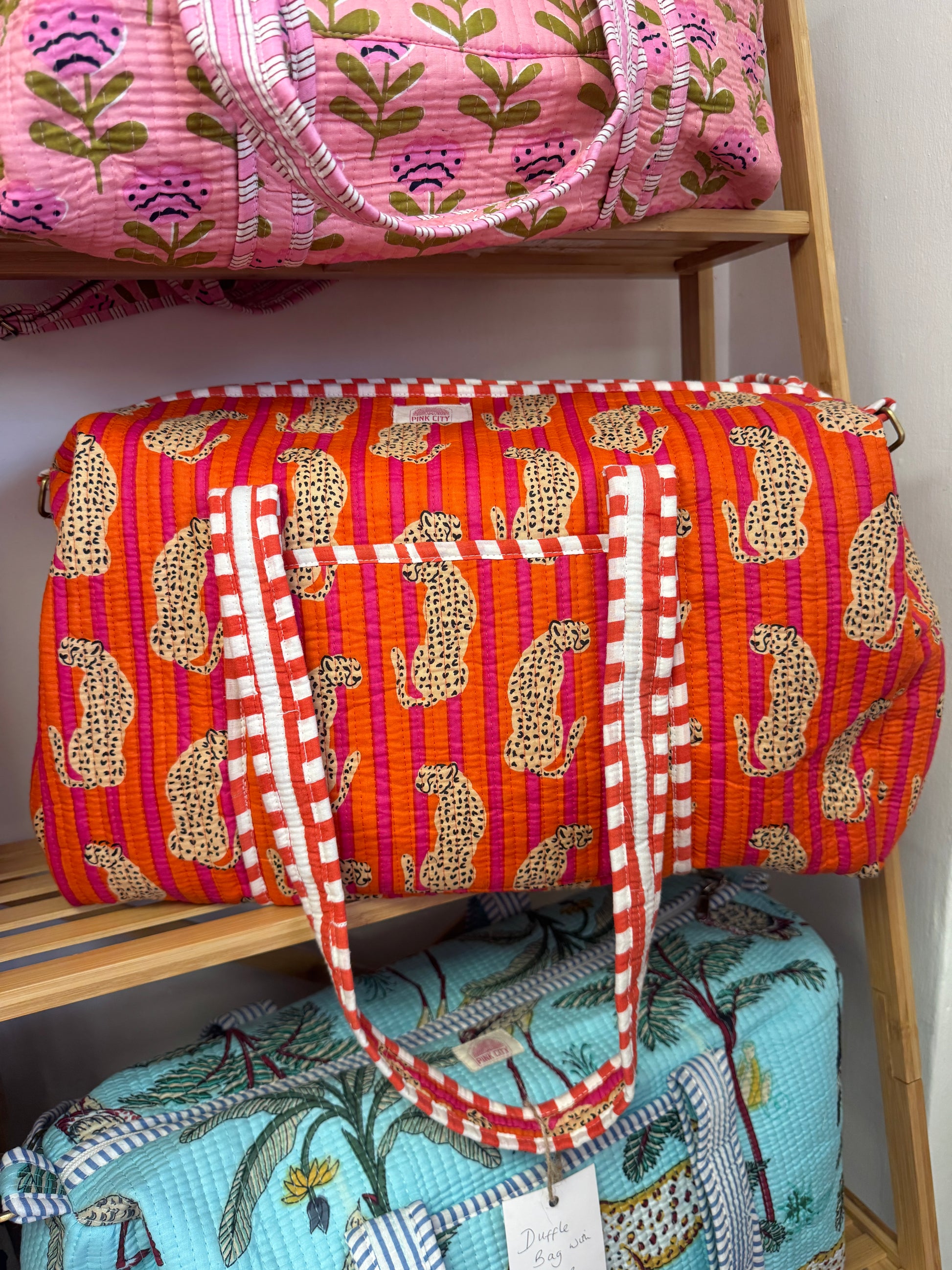 Orange and Pink Cheetah Weekend Bag image 1