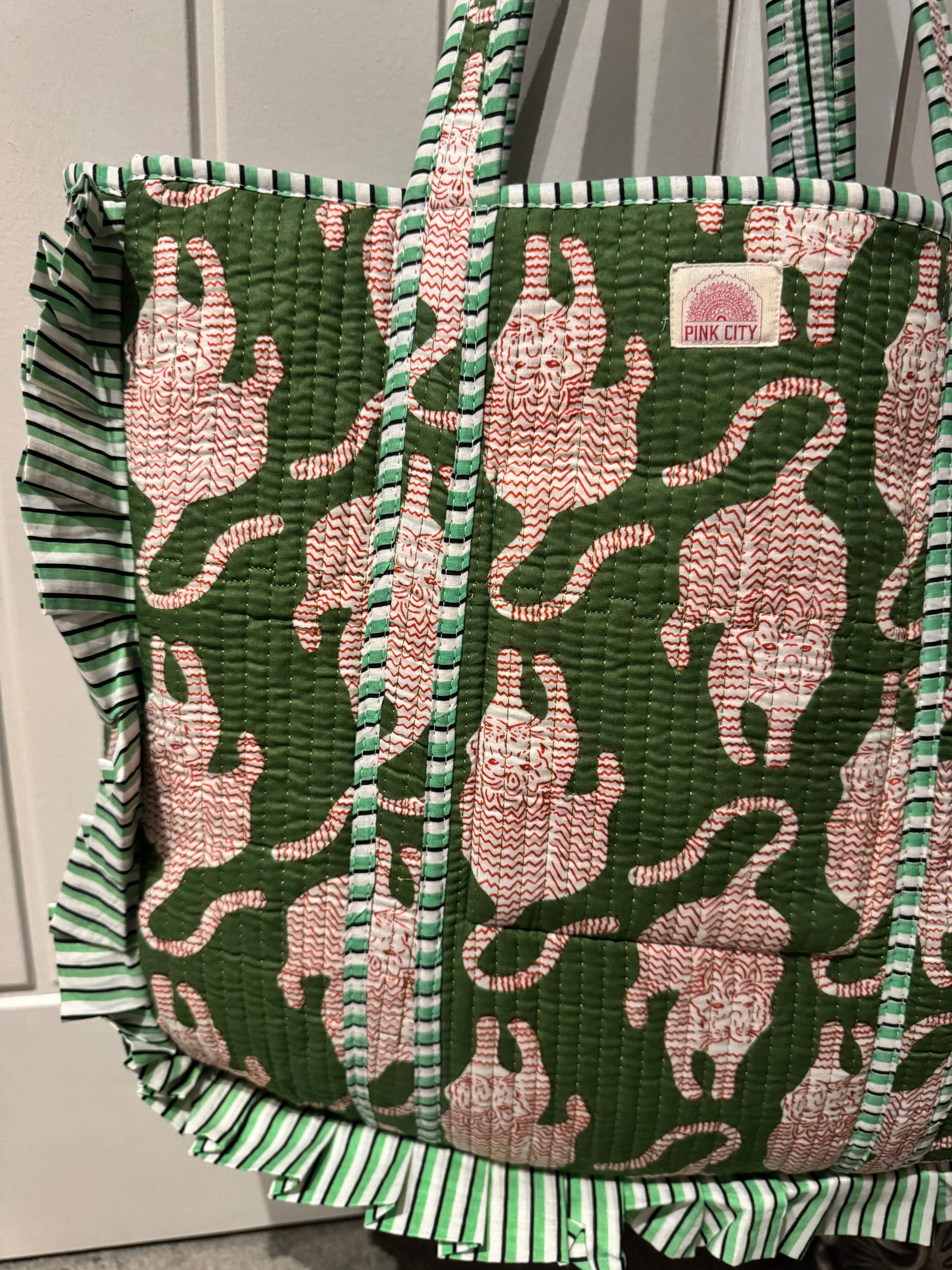 Olive Jungle Tiger Frill Tote  image 2
