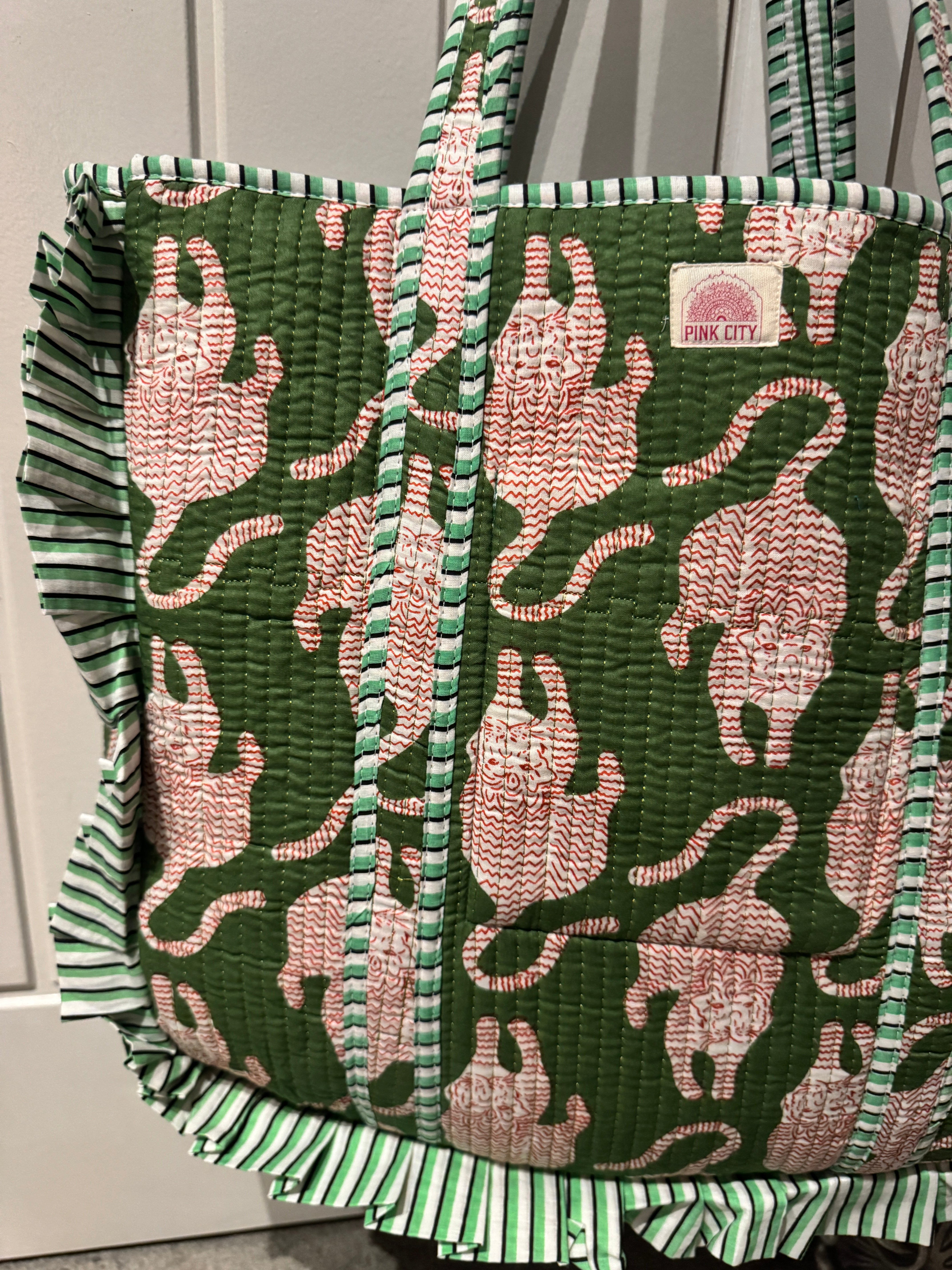 Olive Jungle Tiger Frill Tote  image 2