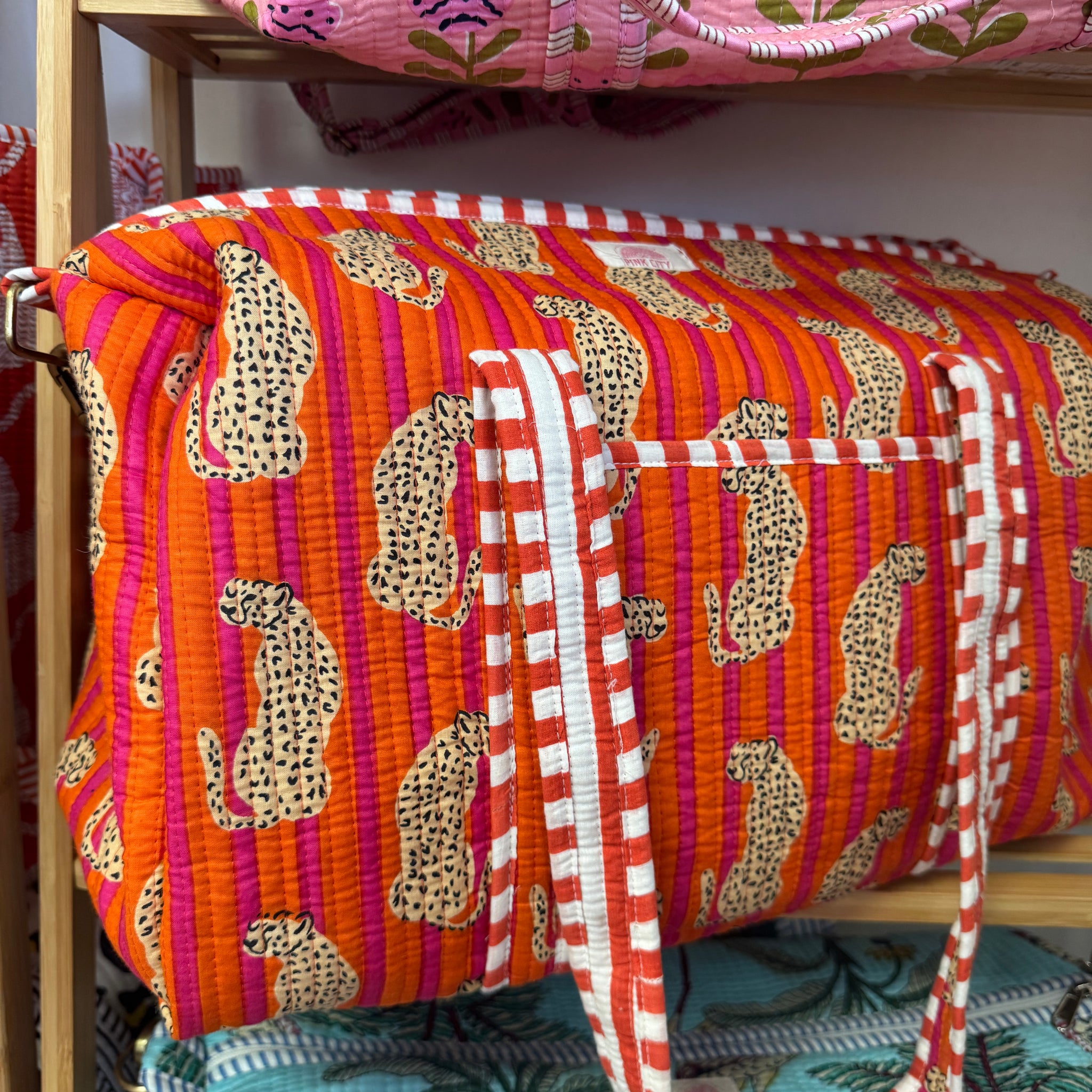 Orange and Pink Cheetah Weekend Bag image 0