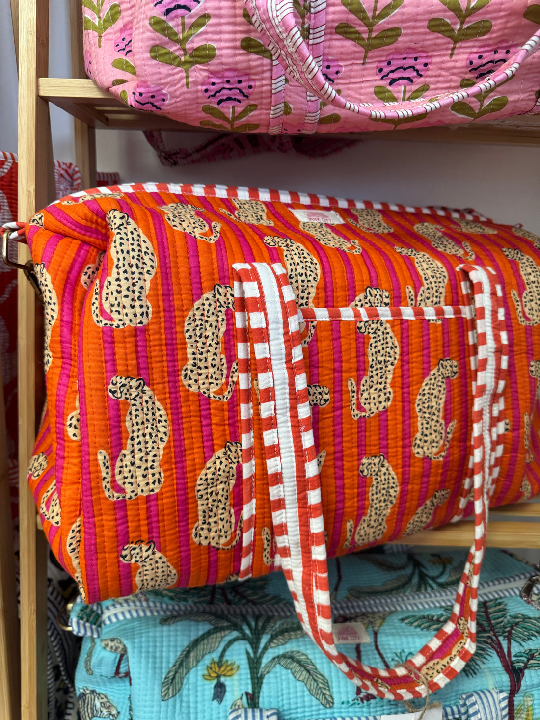Orange and Pink Cheetah Weekend Bag image 0