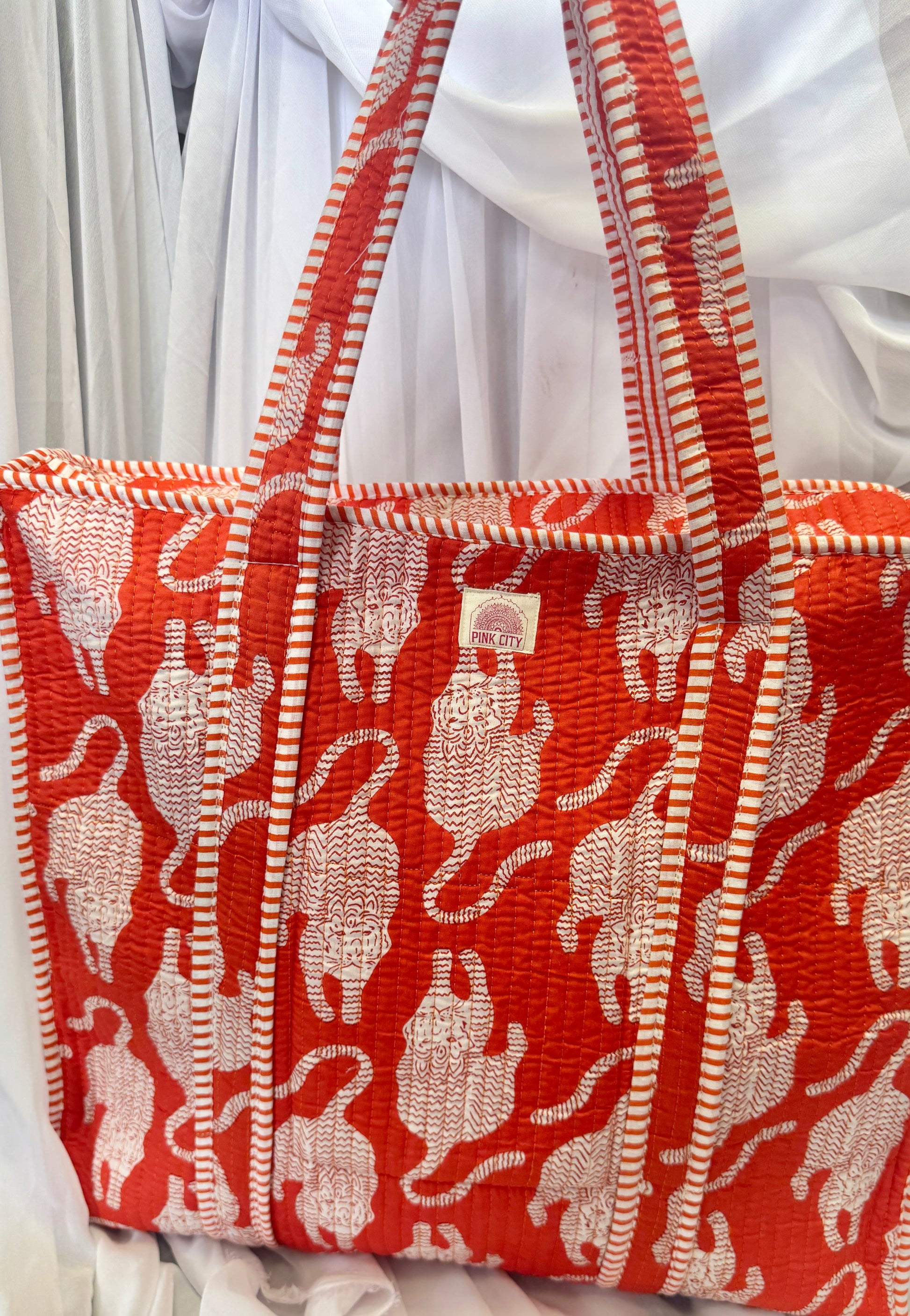 Zipped Orange Flame Tiger Tote image 1