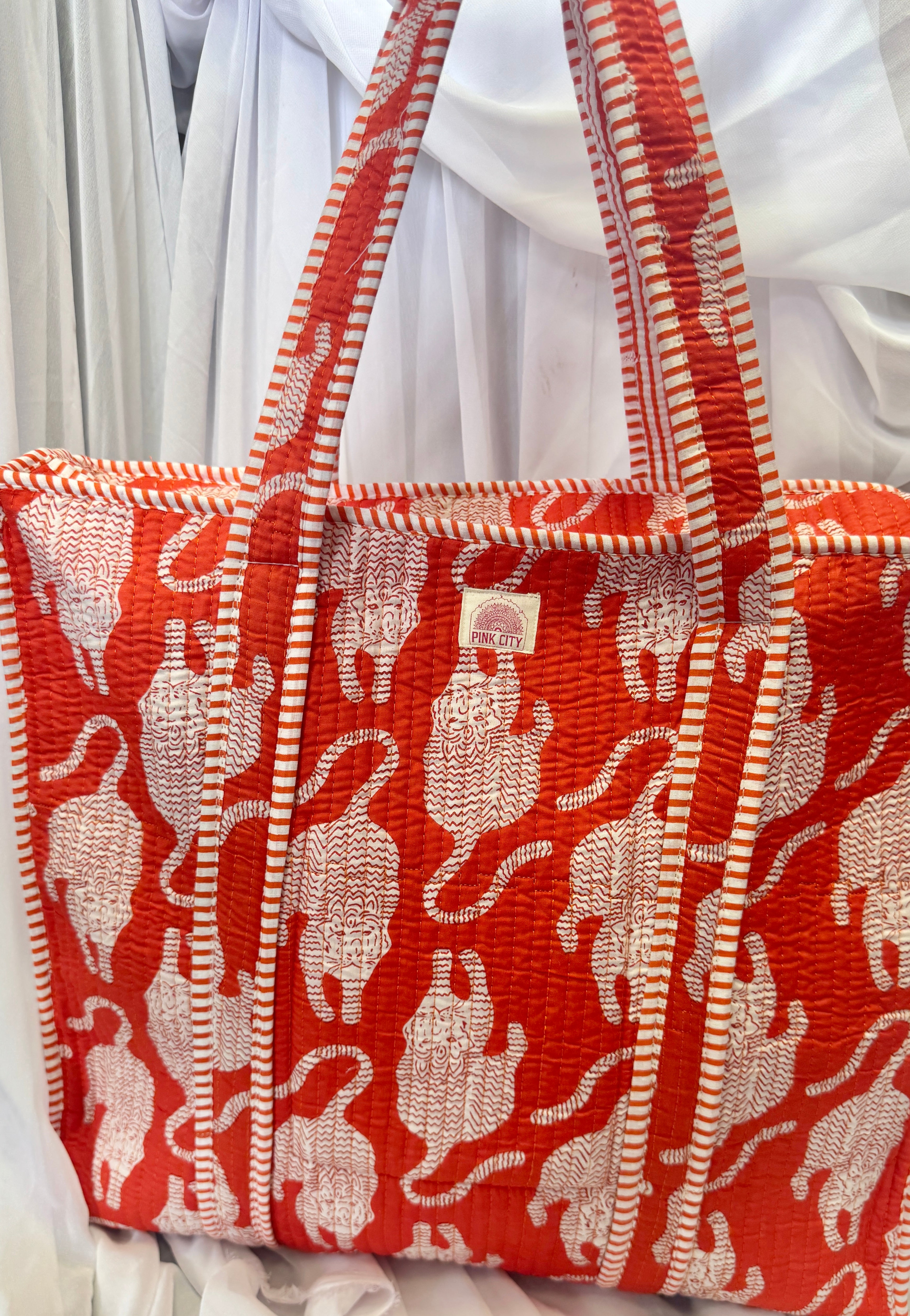 Zipped Orange Flame Tiger Tote image 1