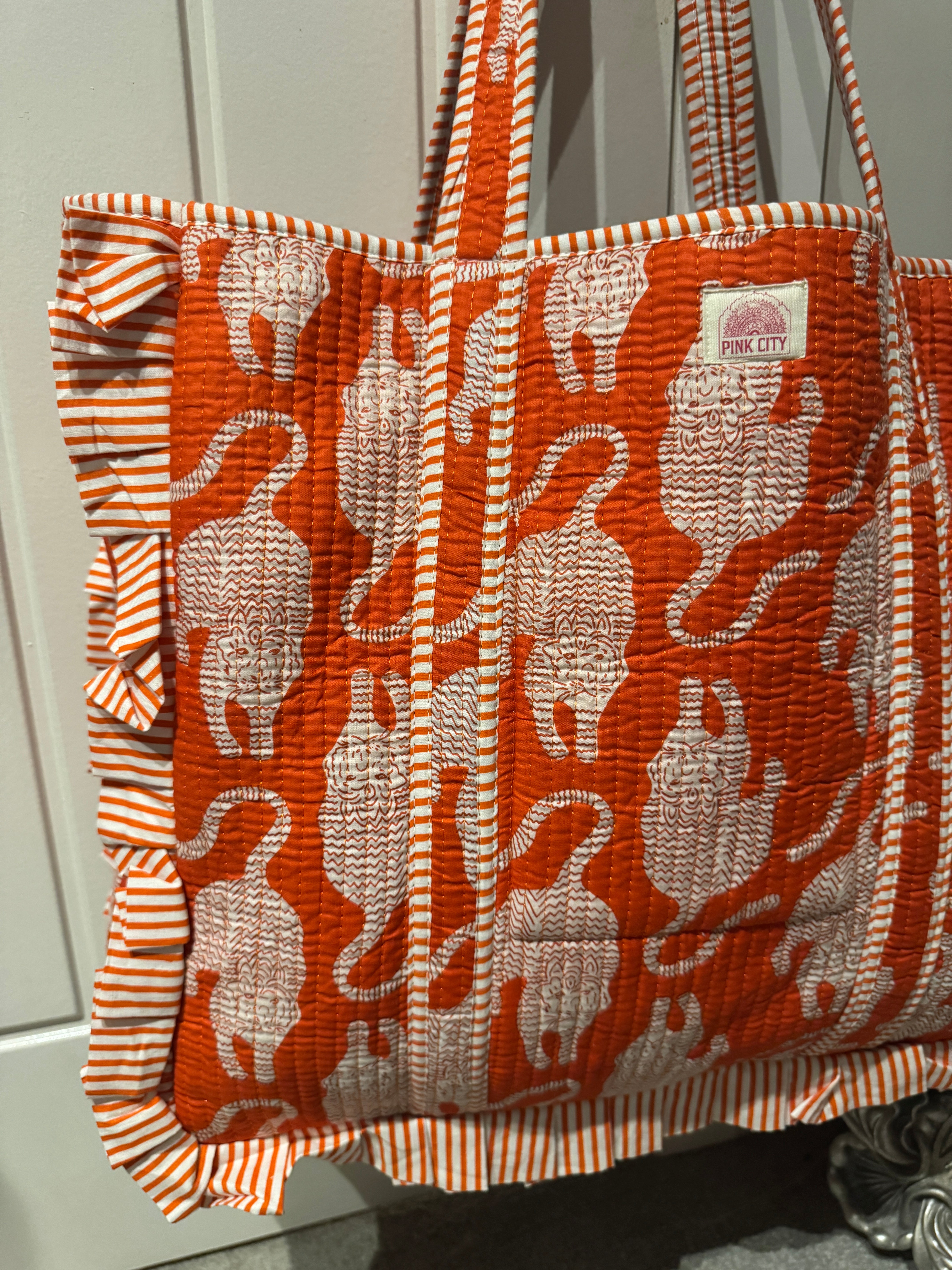 Orange Flame Tiger Frill Tote  image 1