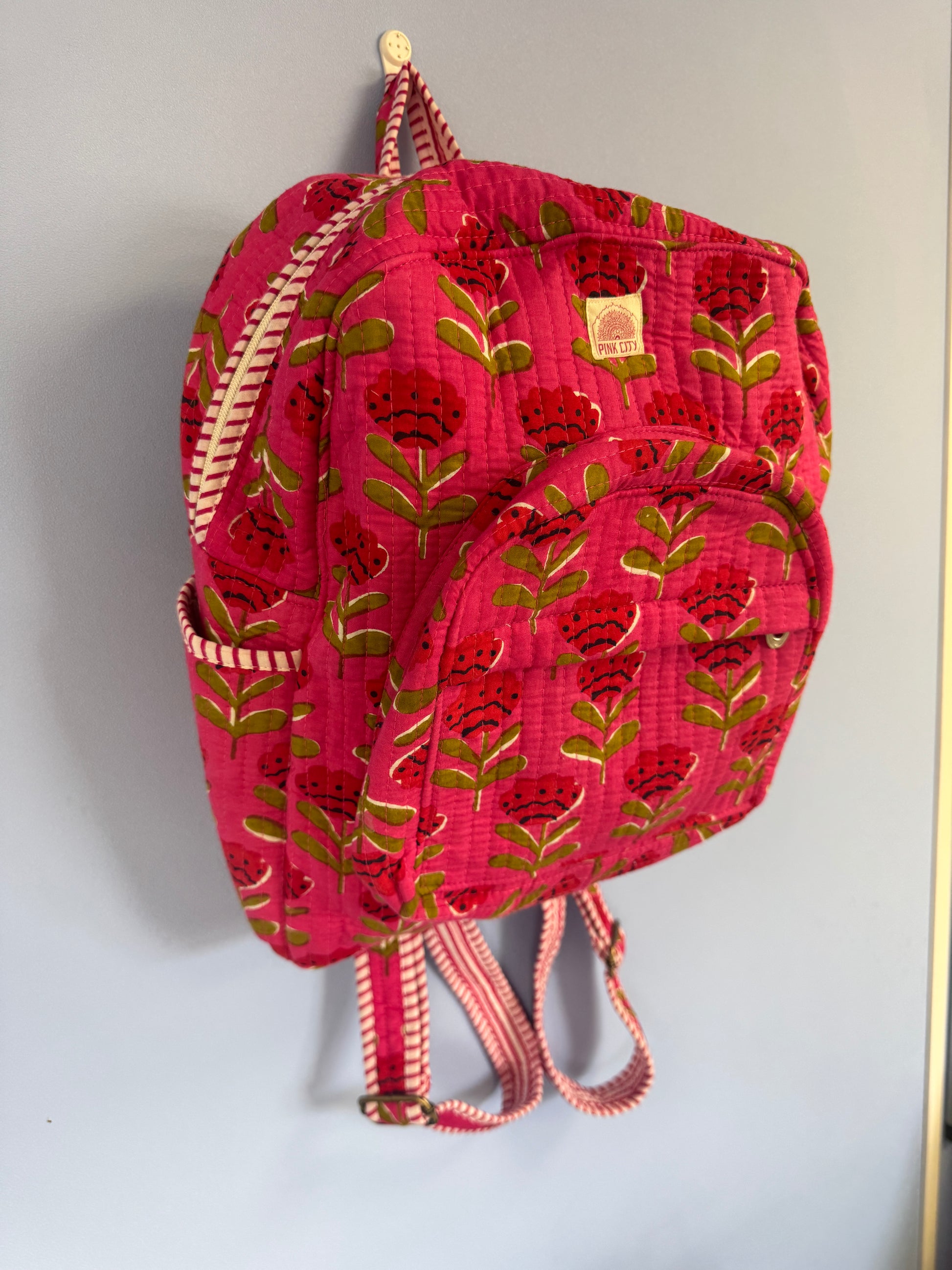 Pink Poppy quilted backpack  image 1