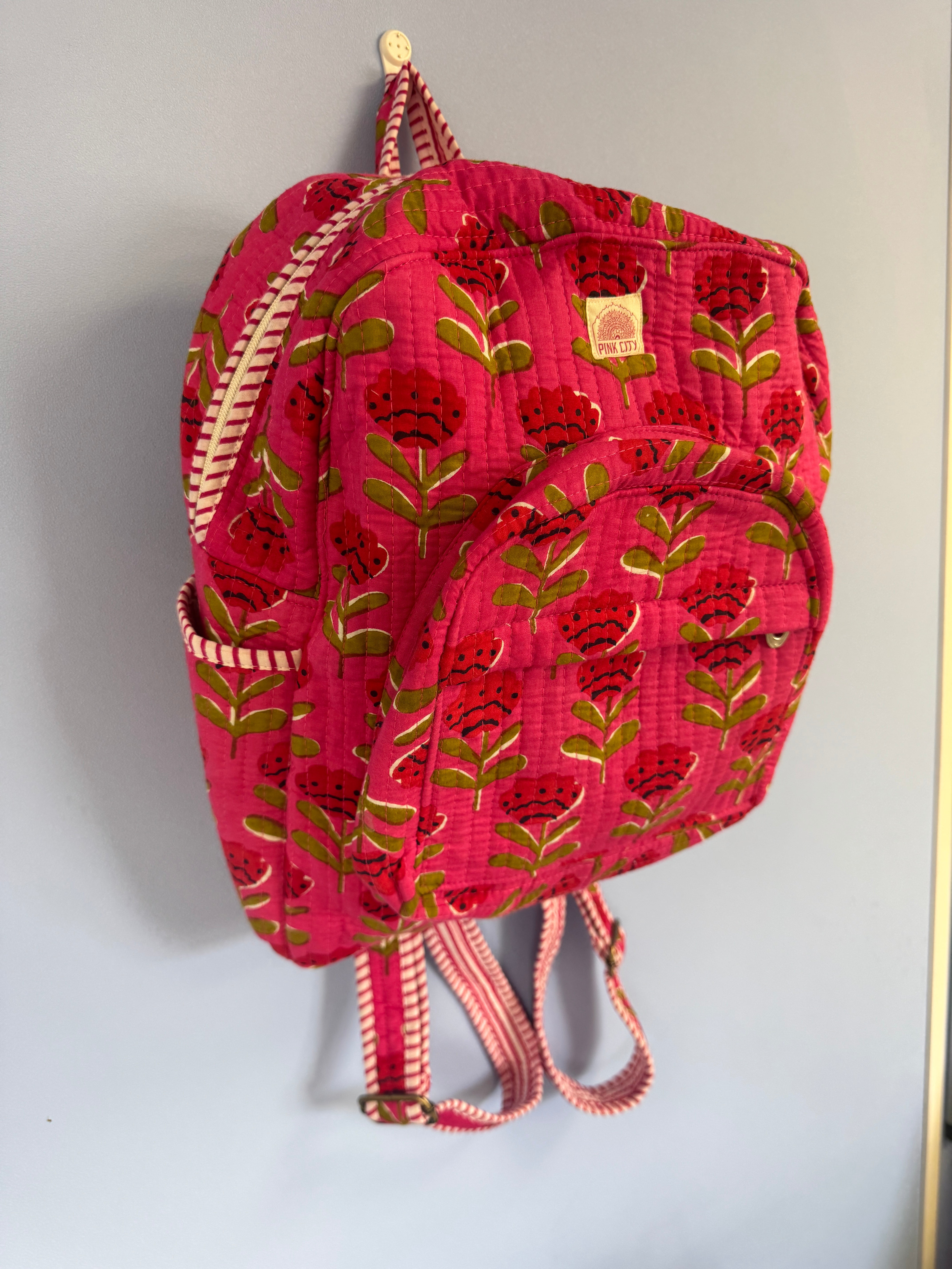 Pink Poppy quilted backpack  image 1