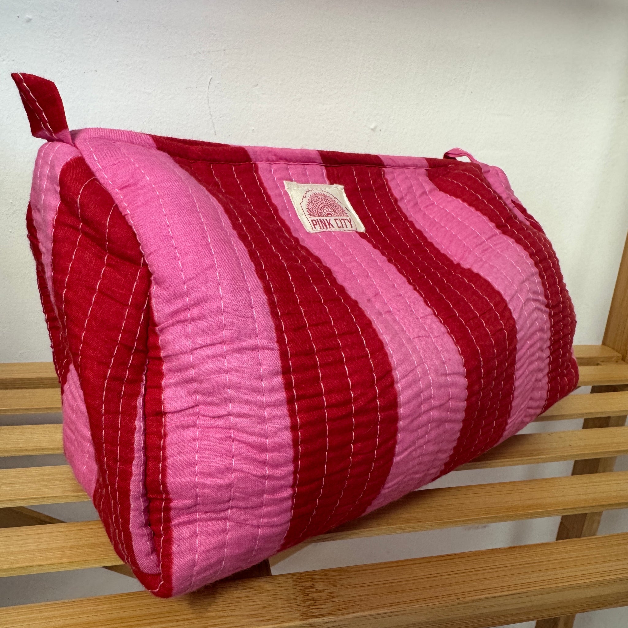 Pink & Red Stripe Set of 3 washbags image 0