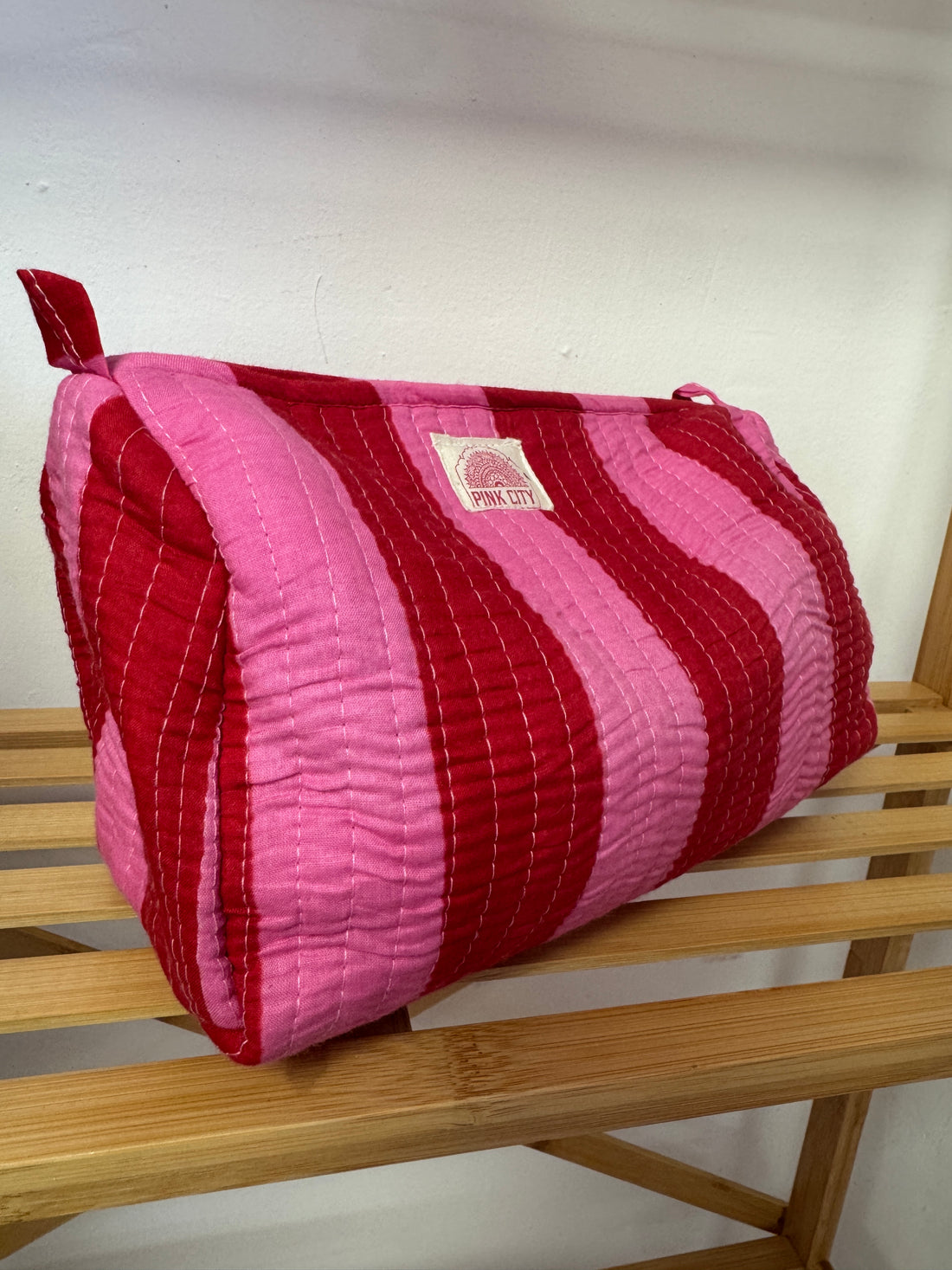 Pink & Red Stripe Set of 3 washbags image 0
