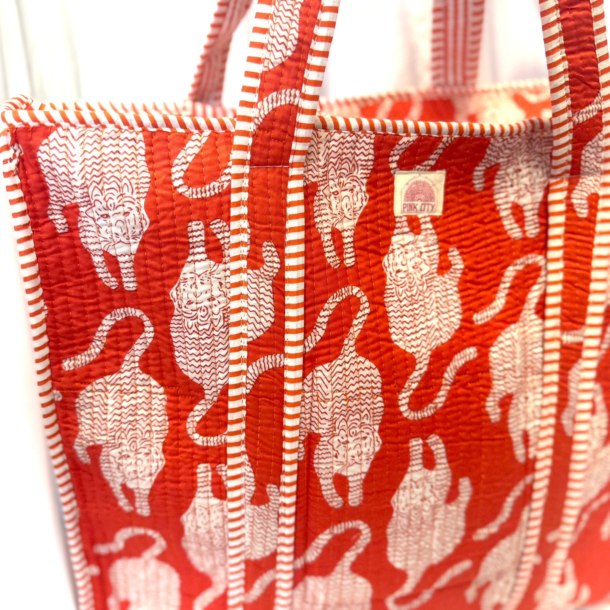 Zipped Orange Flame Tiger Tote image 0