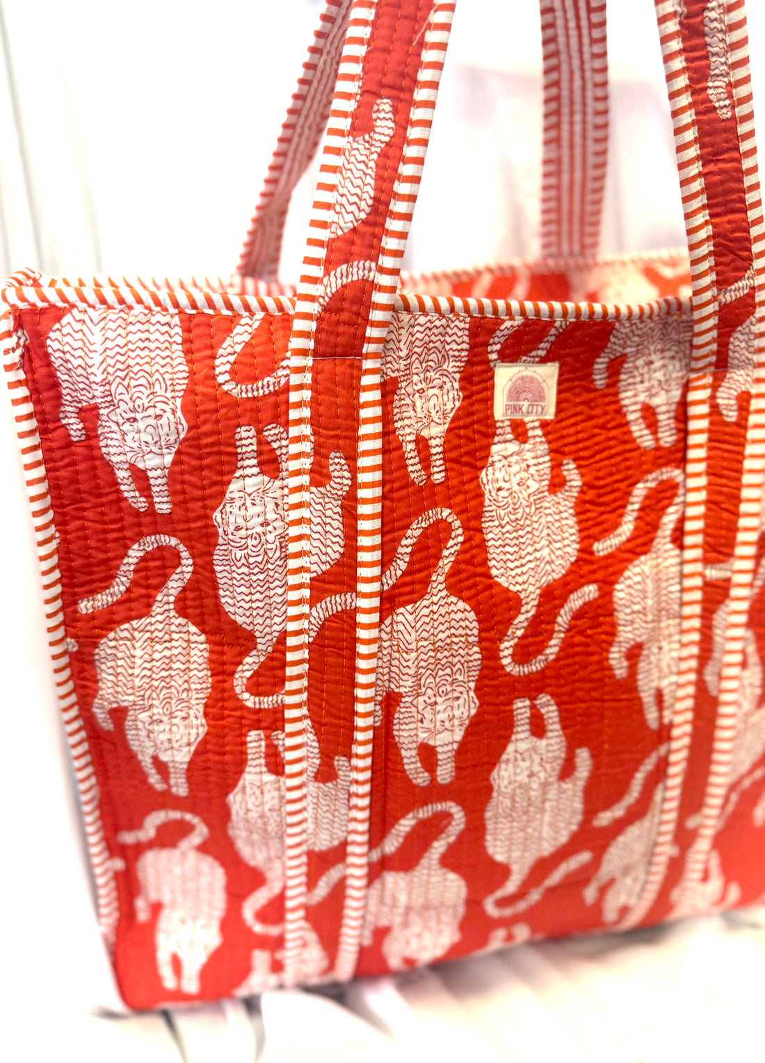 Zipped Orange Flame Tiger Tote image 0