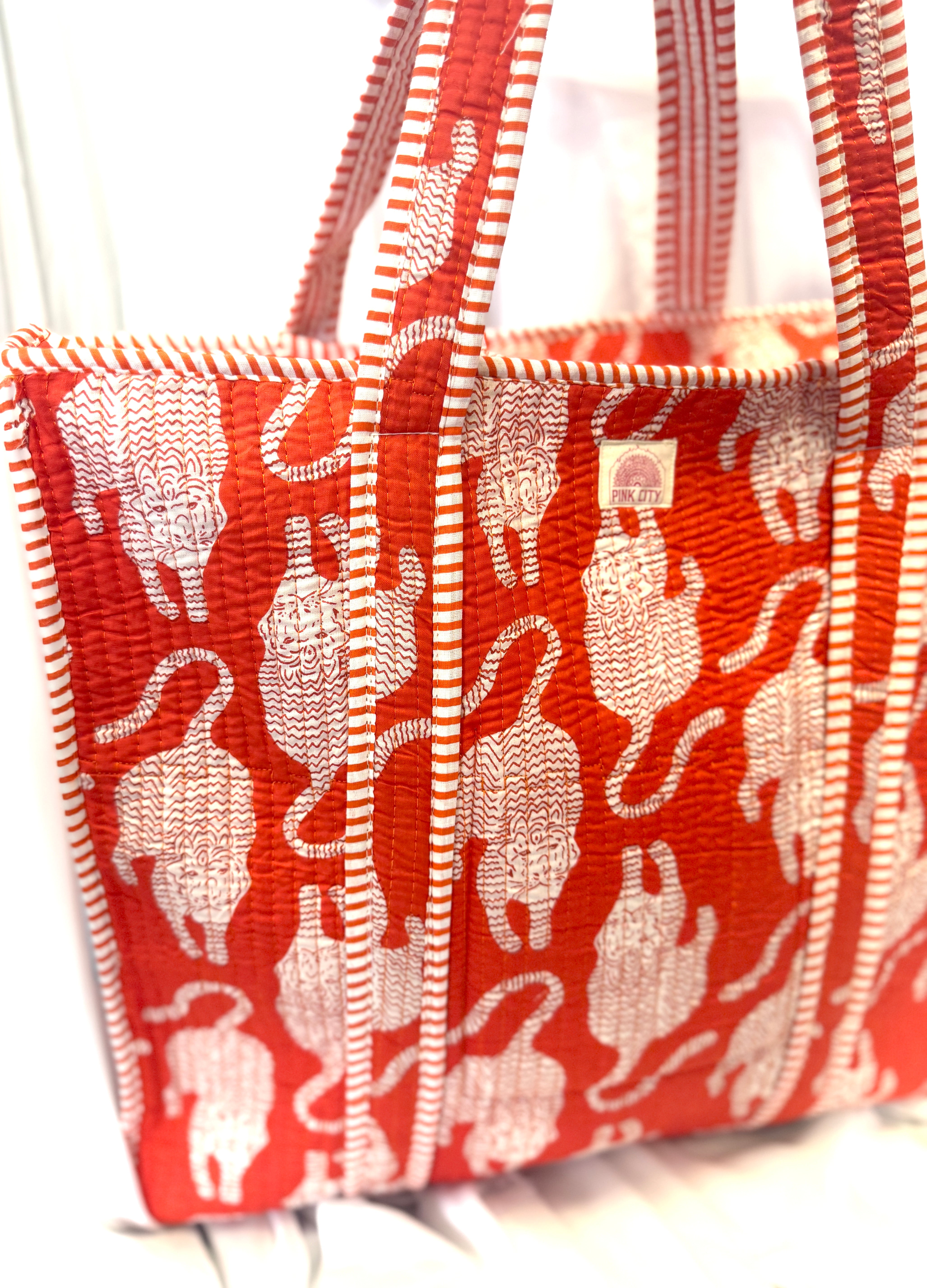 Zipped Orange Flame Tiger Tote image 0