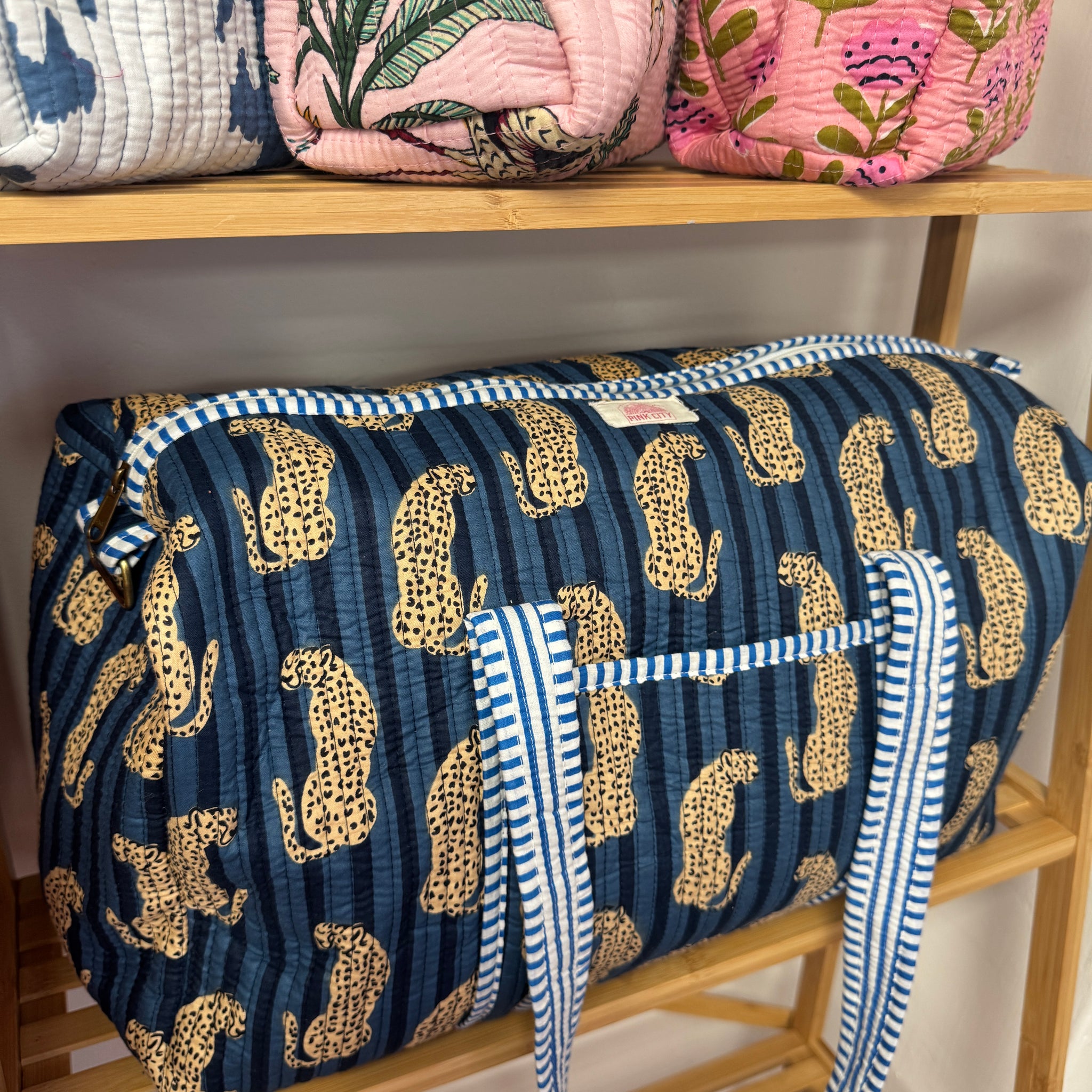 Blue Stripe Leopard Weekend Bag image 0