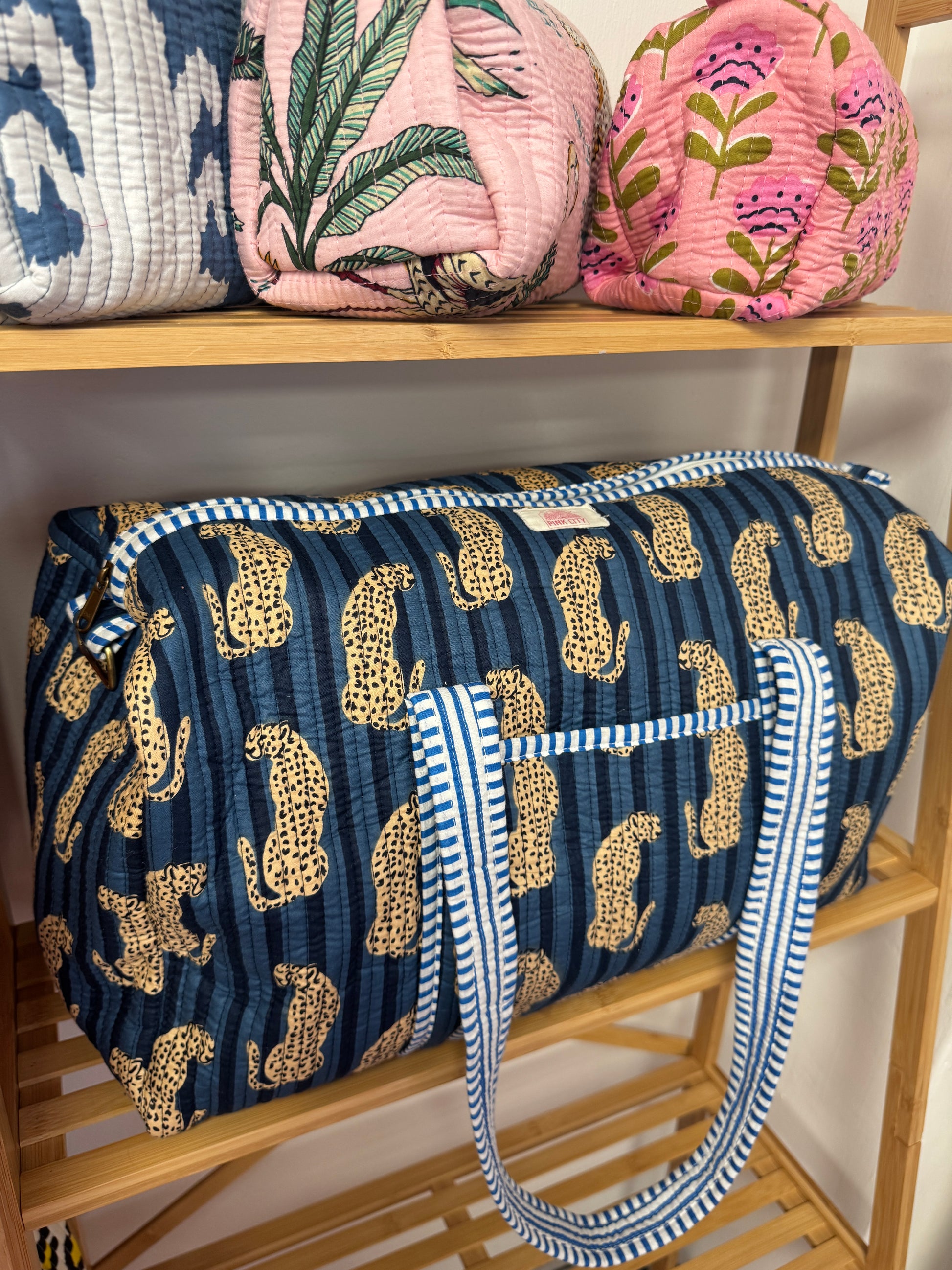 Blue Stripe Leopard Weekend Bag image 0