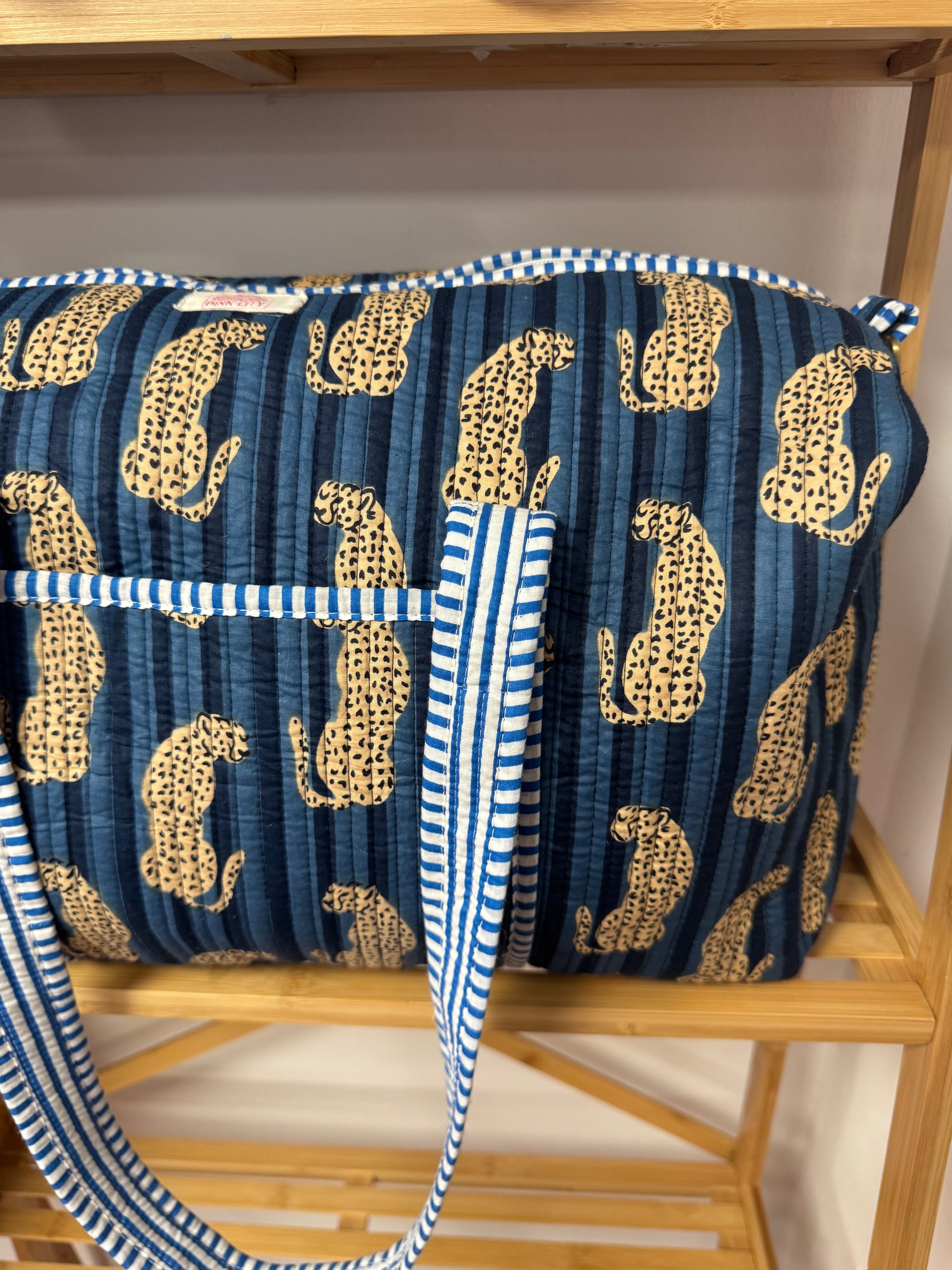 Blue Stripe Leopard Weekend Bag image 2