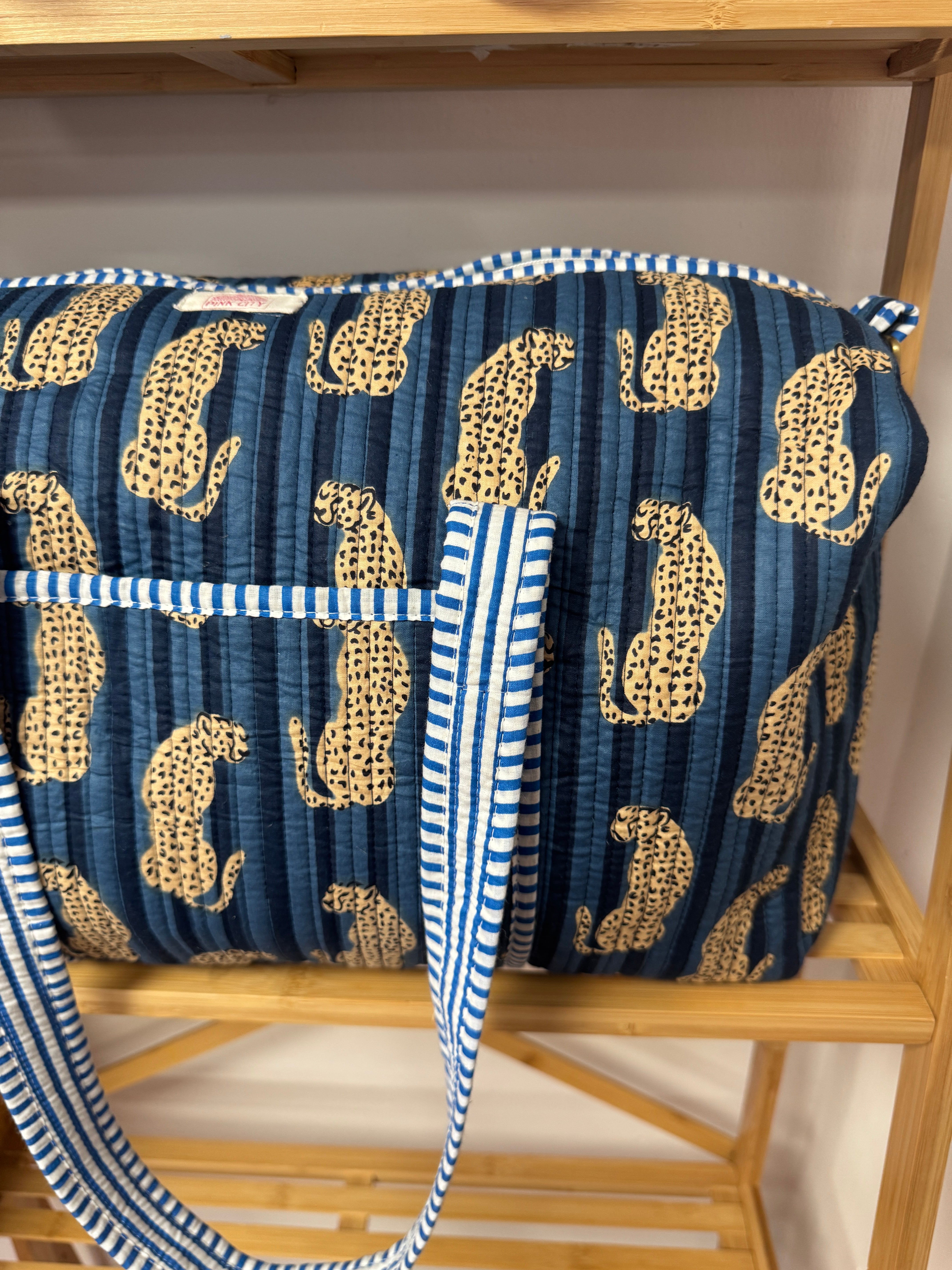 Blue Stripe Leopard Weekend Bag image 2