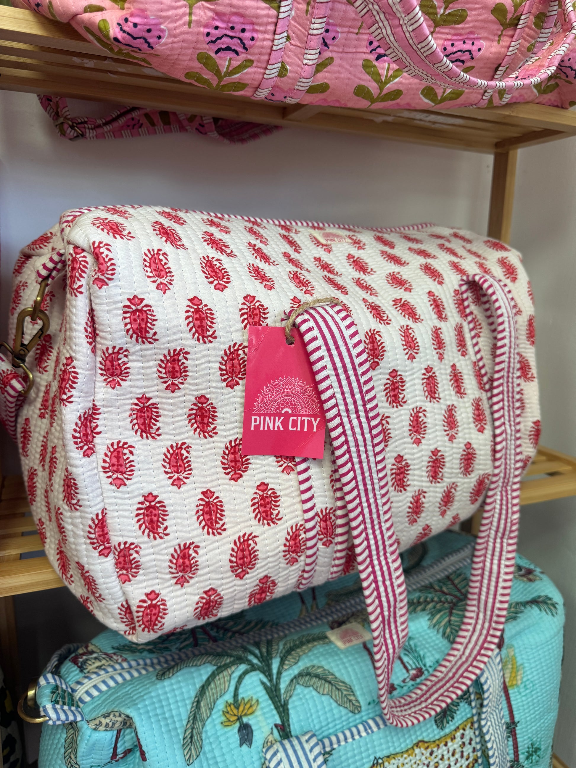 Pink and White Motif Weekend Bag image 0