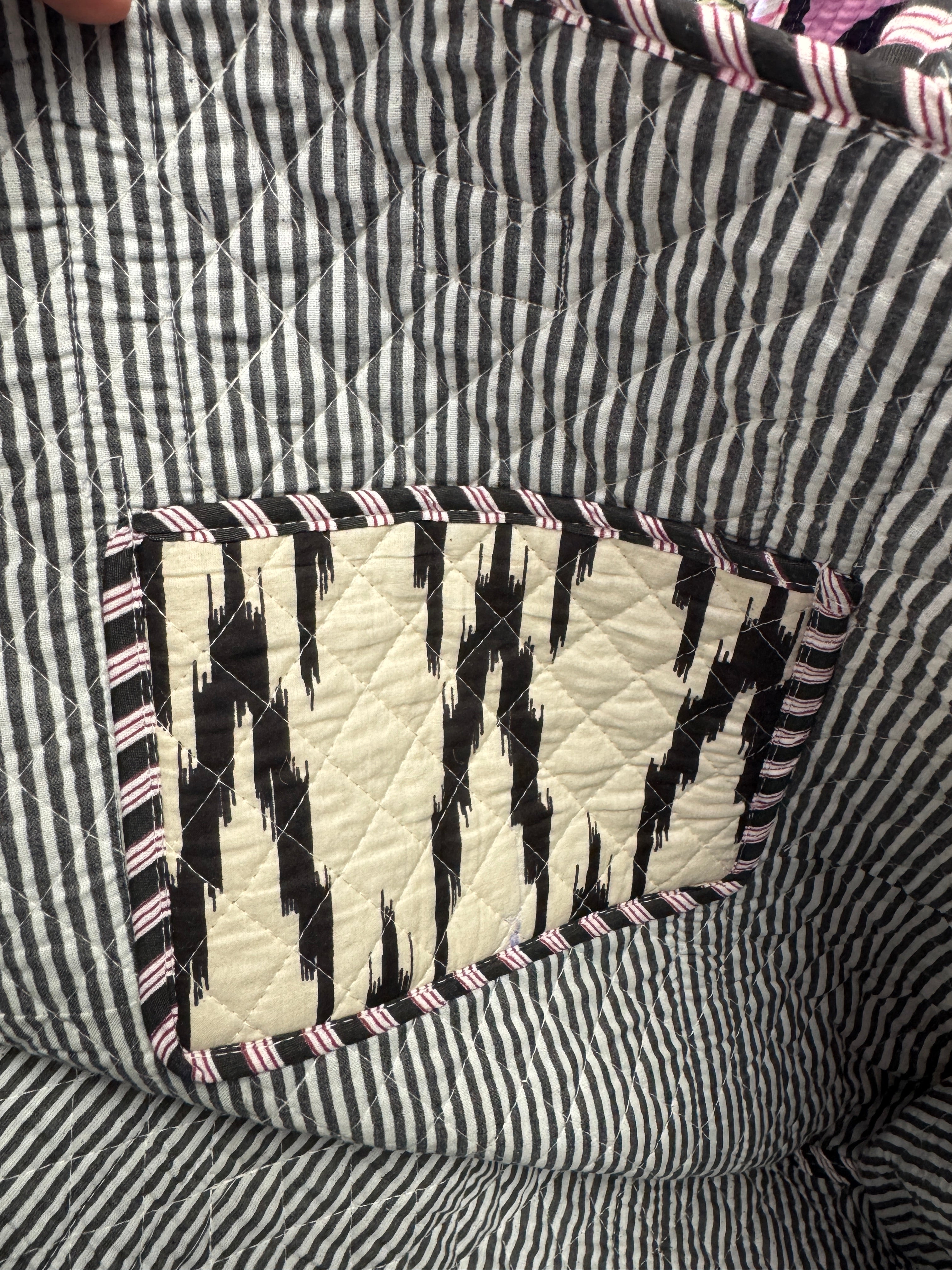 Black & White Zigzag stitch Tote  image 1