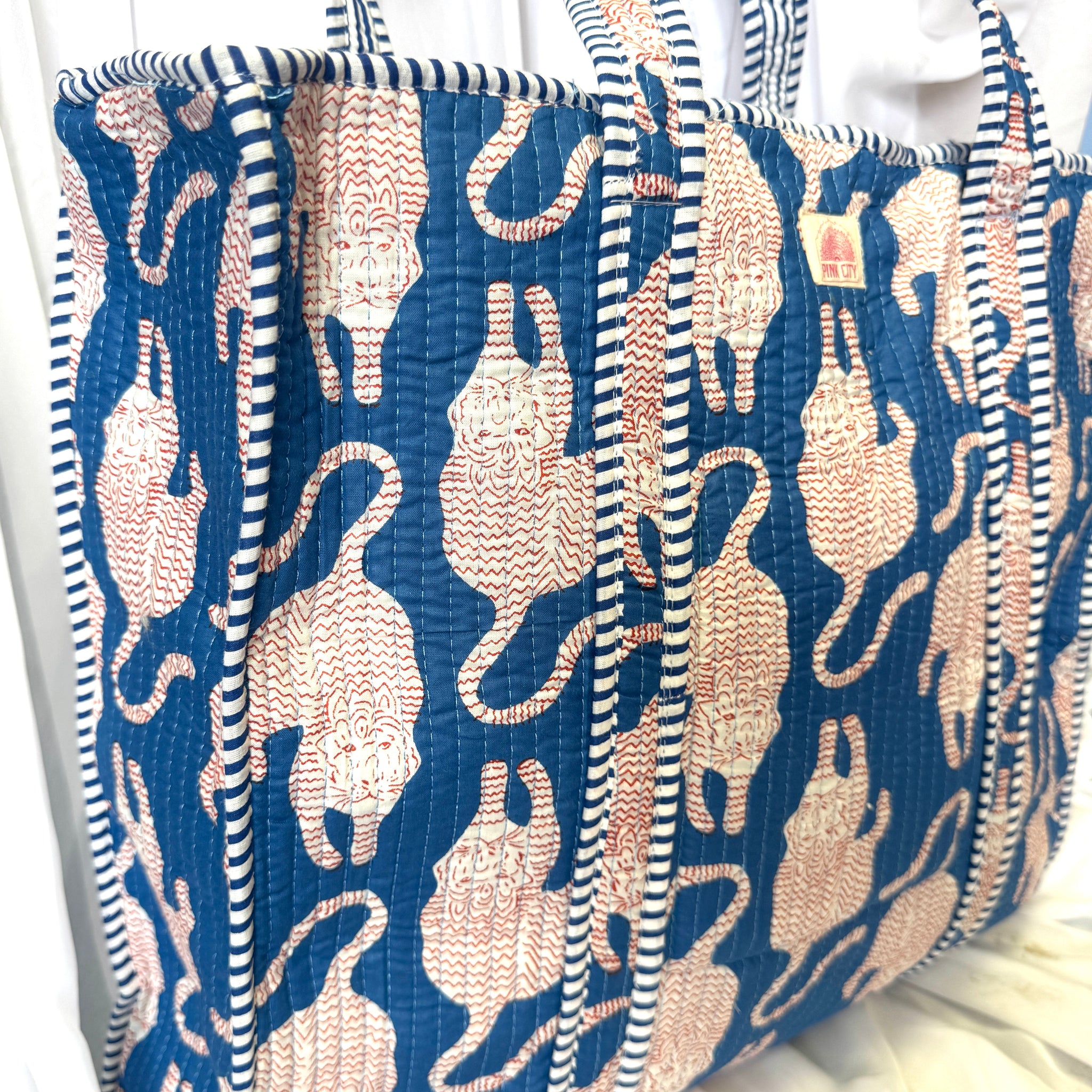Zipped Blue Flame Tiger Tote image 0