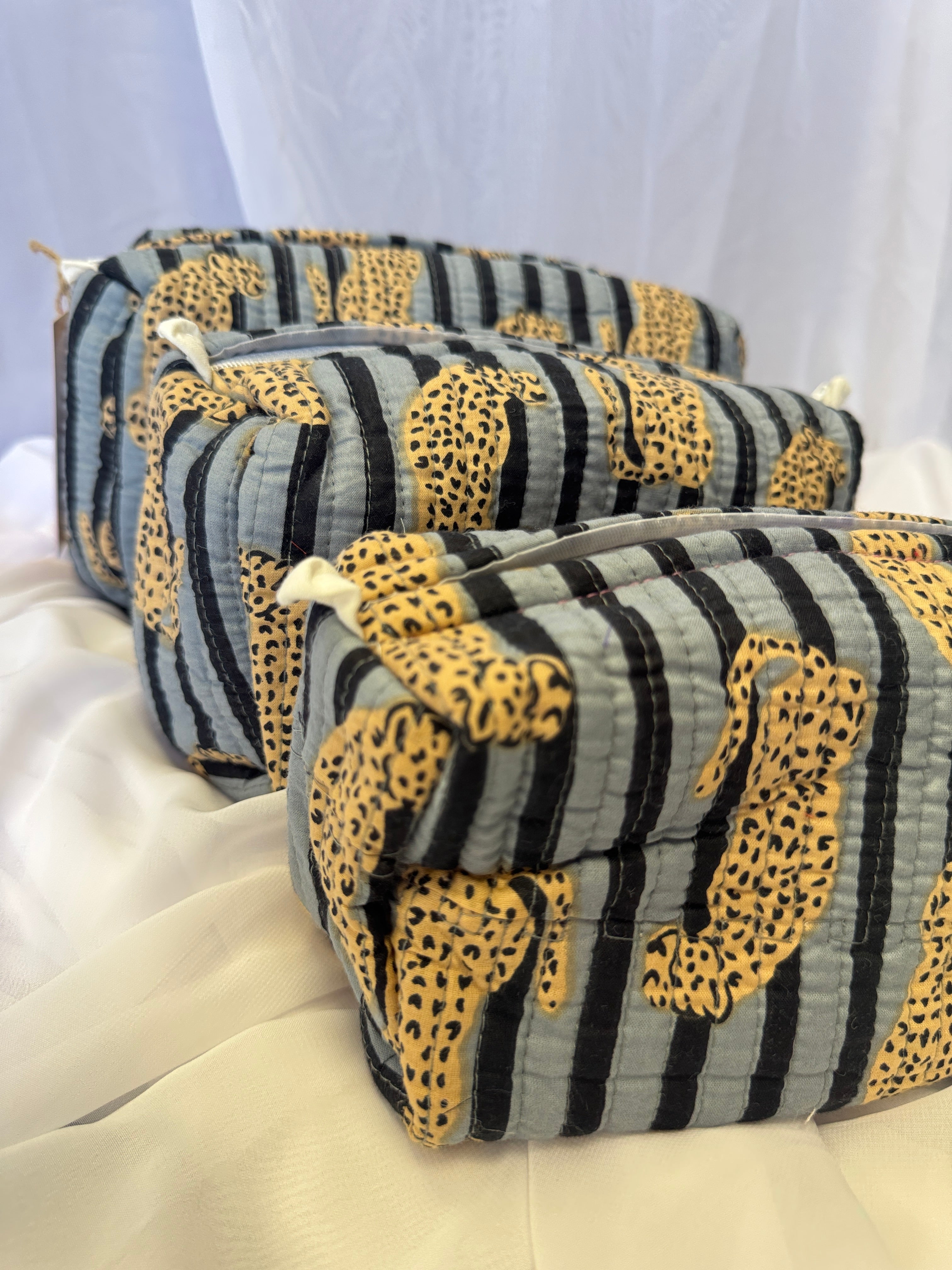 Trio Set - Light Blue Cheetah Washbags image 1